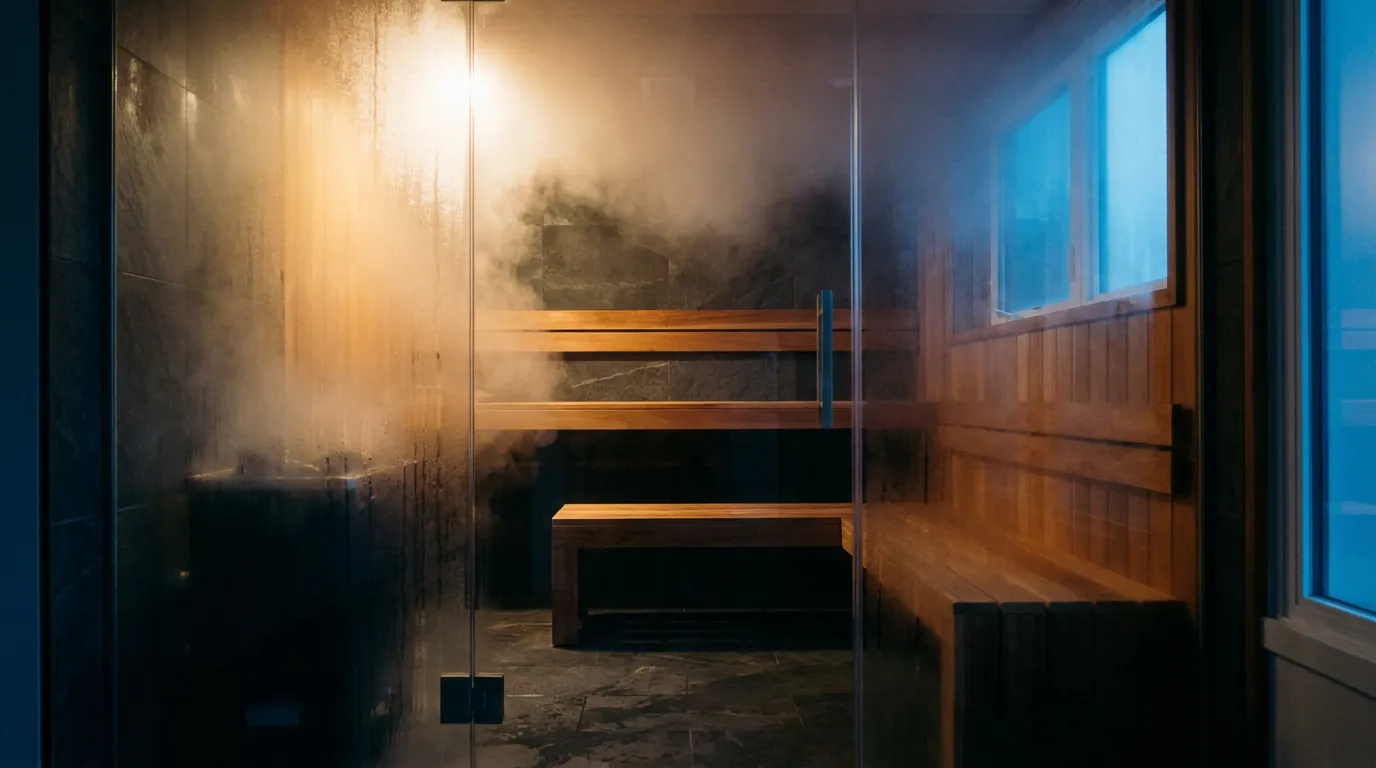 A woman enjoying a relaxing steam room session